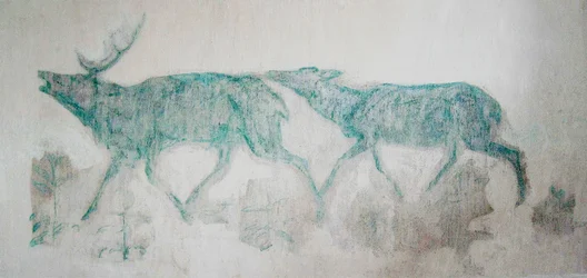Fresco with Green-Blue Deer